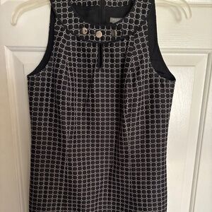 Ann Taylor Black & White Circled Pattern Sleeveless Dress w/Buttons @ Top Size 2